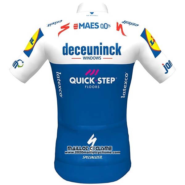 2020 Maillot Ciclismo Deceuninck Quick Step Blanc Bleu Manches Courtes et Cuissard